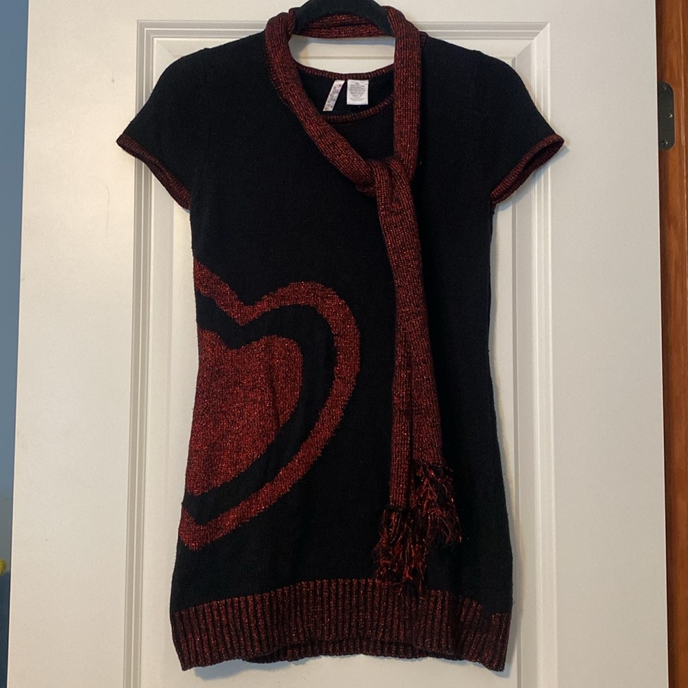 Heart N Crush girls sweater dress with scarf